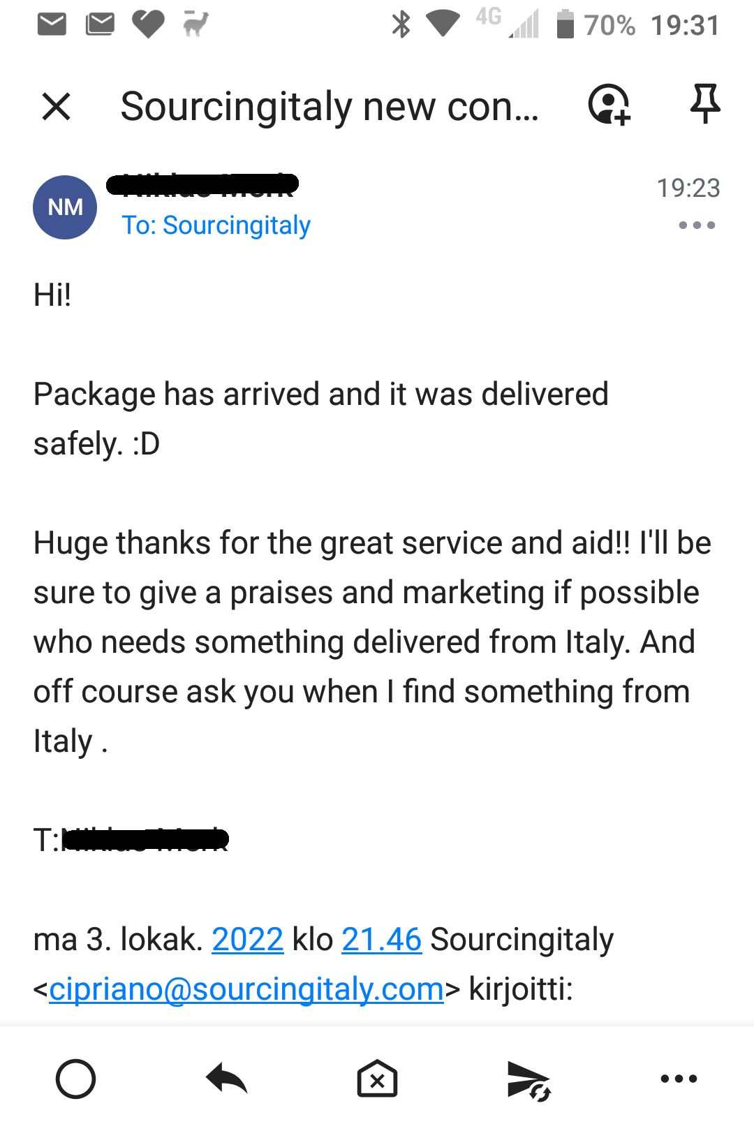 SourcingItaly Feedback Opinions Testimonials SourcingItaly Feedback Opinions Testimonials