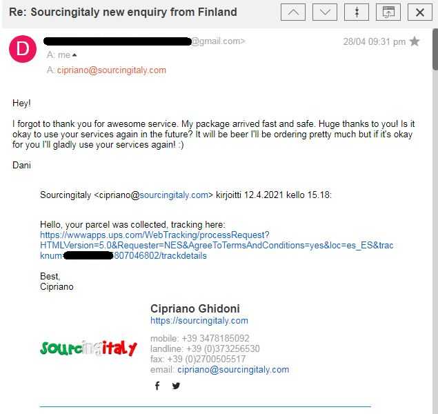 SourcingItaly Feedback Opinions Testimonials SourcingItaly Feedback Opinions Testimonials