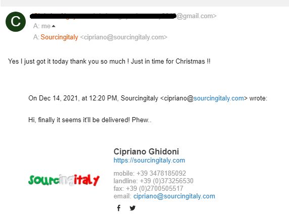 SourcingItaly Feedback Opinions Testimonials SourcingItaly Feedback Opinions Testimonials