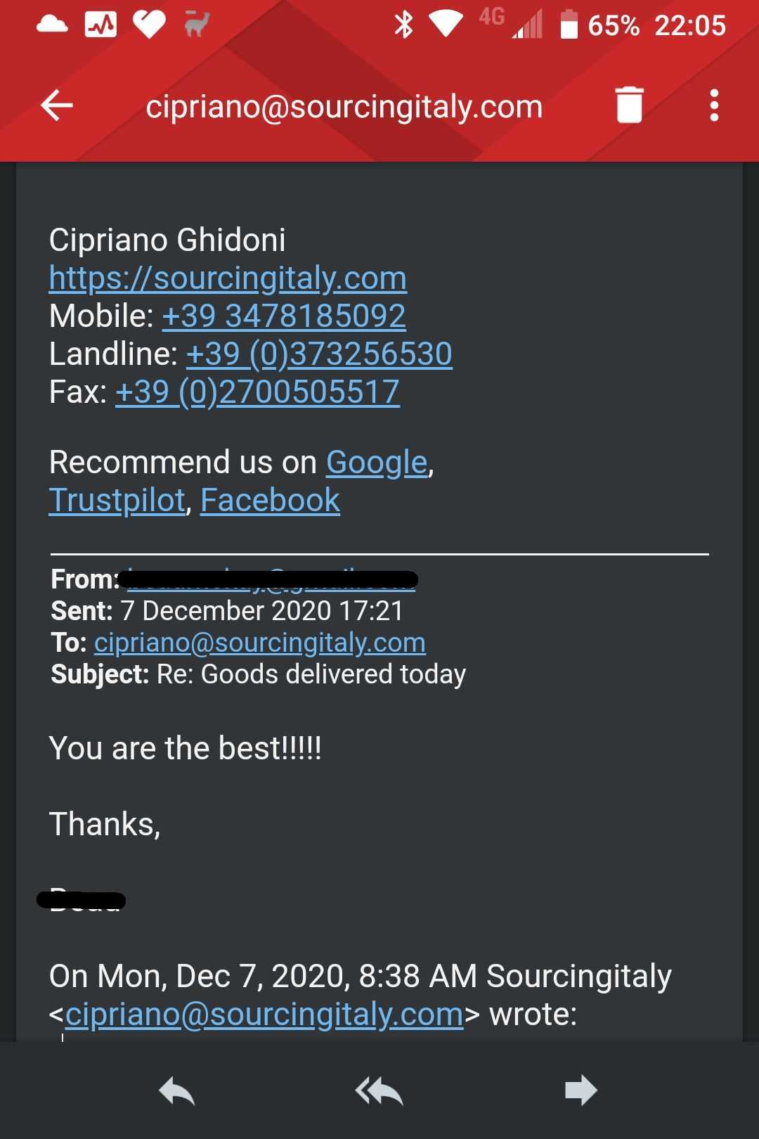 SourcingItaly Feedback Opinions Testimonials SourcingItaly Feedback Opinions Testimonials