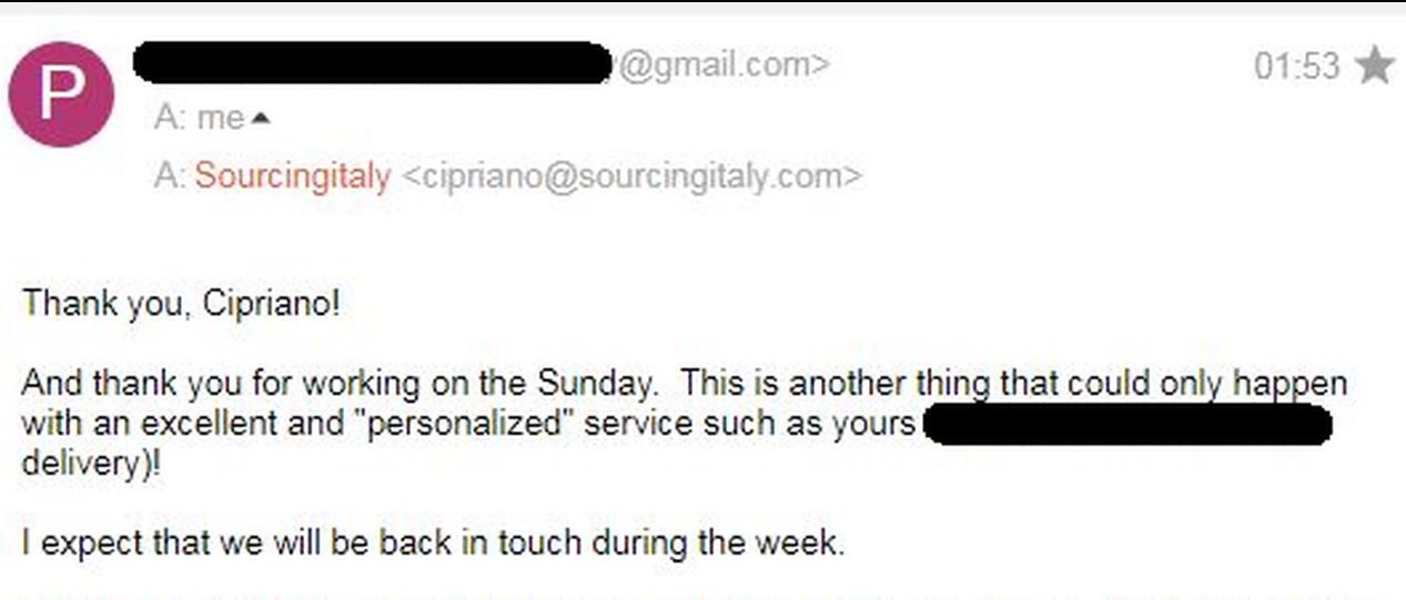 SourcingItaly Feedback Opinions Testimonials SourcingItaly Feedback Opinions Testimonials