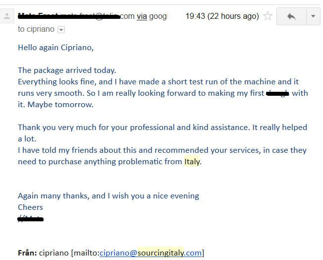 SourcingItaly Feedback Opinions Testimonials SourcingItaly Feedback Opinions Testimonials