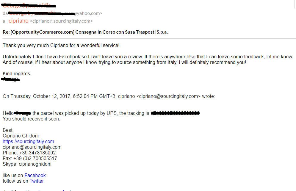 SourcingItaly Feedback Opinions Testimonials SourcingItaly Feedback Opinions Testimonials